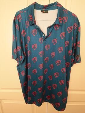 Yatta Men's Golf Polo Shirt Cactus Blue Red 3XL